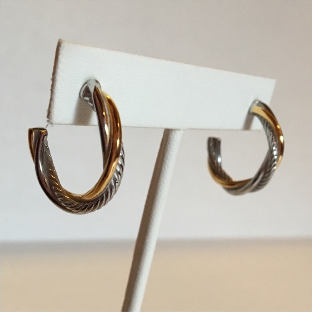 Stainless Steel and Gold Twist Earrings